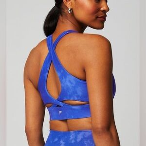 Fabletics No-Bounce High Impact Sports Bra in Admiral Blue Solar Dye Small